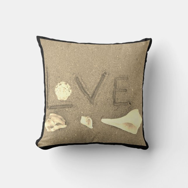 coquilles & coeur sur la plage coussin de mariage  (Recto)