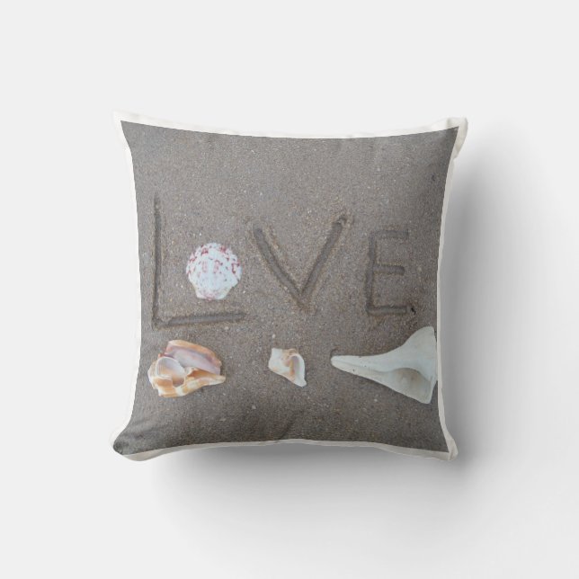 coquilles & coeur sur la plage coussin de mariage  (Recto)