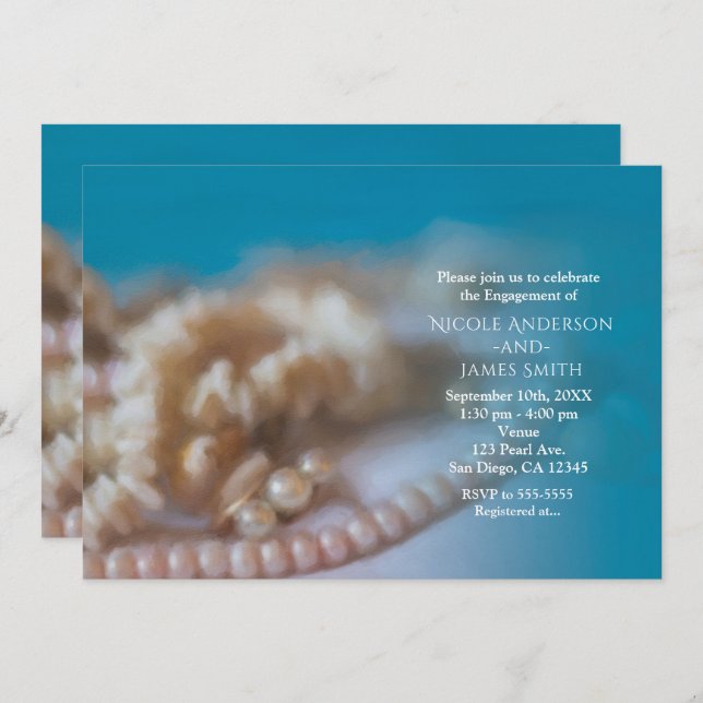 Coquilles & Perles Elégant Peint Plage Invitations (Devant / Derrière)