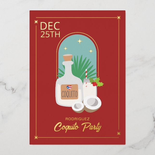 Coquito Fête Foil Invitation (Recto)
