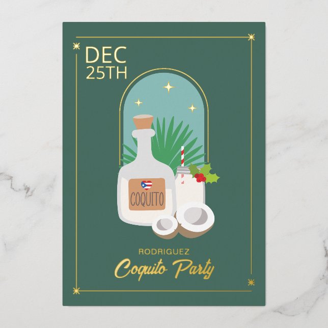 Coquito Fête Foil Invitation (Recto)