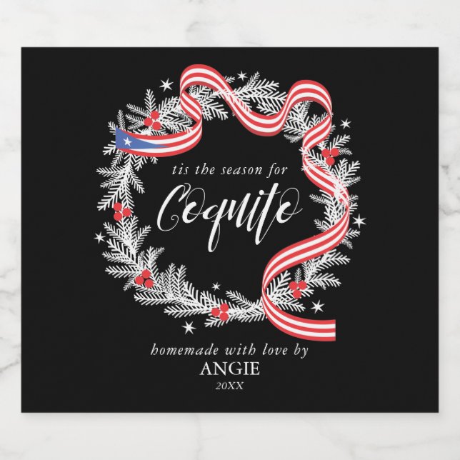 Coquito Noël Wreath Wine Étiquette (Étiquettes simples)