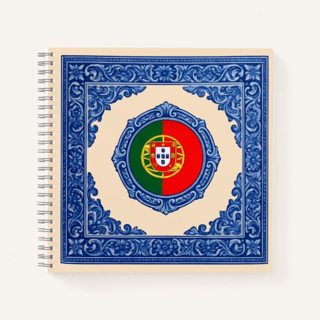 Coração Luso : Journal Carrelé avec Drapeau (Devant)