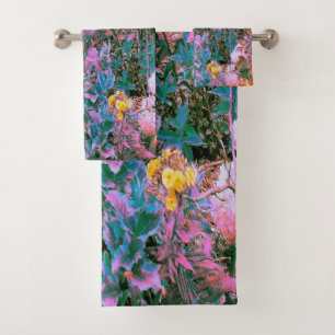 Corail abstrait, feuillage de jardin rose vert et
