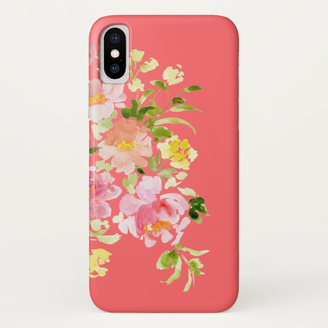 Corail aquarelle fleurie jardin de pivoine coque i (Dos)