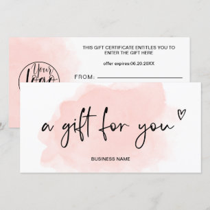 Corail aquarelle logo de coeur certificat cadeau