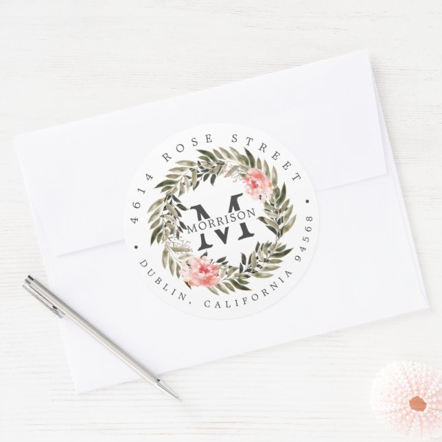 Corail Bronze | Étiquette d'adresse Florale Ensole (Enveloppe)