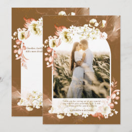 Corail Brun Terreux Moderne Floral PHOTO MERCI