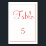 Corail classique et numéro de table blanc<br><div class="desc">Carte de table de corail qui est classe,  cet article présente un design corallien et blanc en utilisant facilement le modèle. Le texte peut être customisé ainsi que la couleur de la carte de table et du carré. Personnalisez votre carte de table dès aujourd'hui !</div>