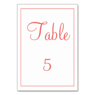 Corail classique et numéro de table blanc