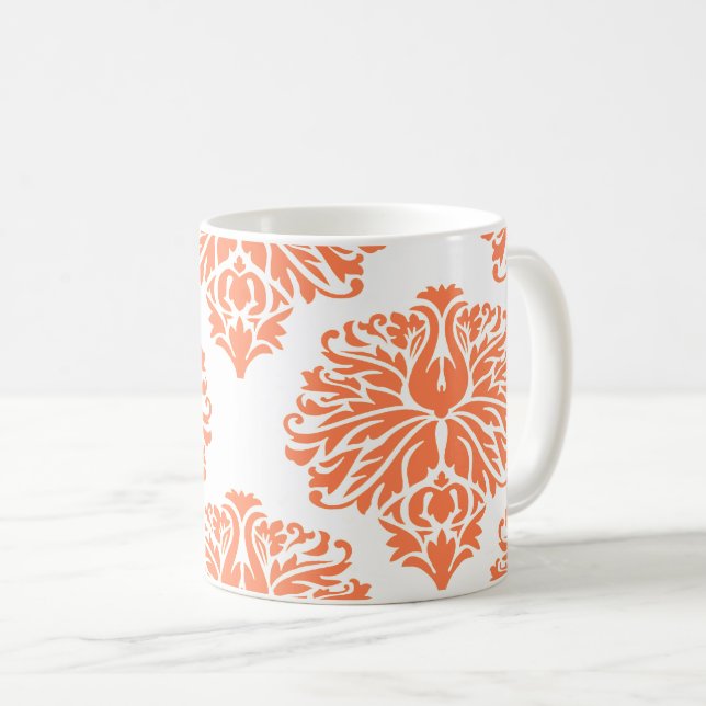Corail Elegant Damask Café Mug (Devant droit)