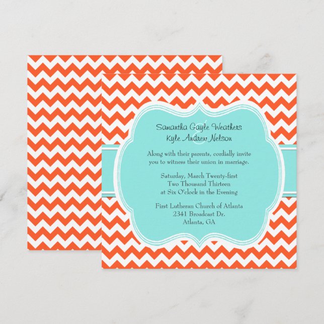 Corail élégant et Faire-part de mariage aquatique (Devant / Derrière)