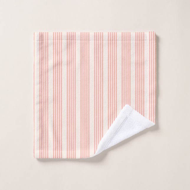 Corail et beige cinq rayures motif (Gant de toilette)