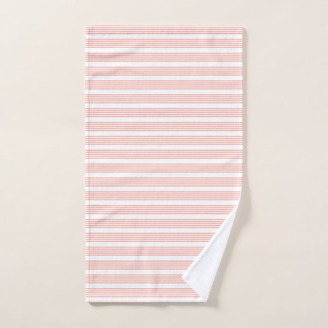 Corail et blanc cinq bandes motif (Serviette à main)