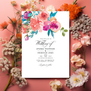 Corail et Fandango Floral Mariage Photo Invitation