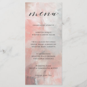Corail et Gris Abstraits Brosses Menu Mariage