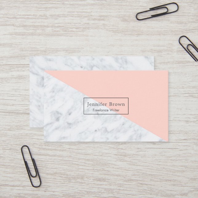 Corail et marbre Moderne Carte de visite professio (Devant/Arrière en situation)