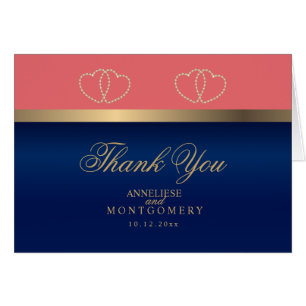 Corail et Marine Blue Gold Hearts - Merci