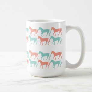 Corail et Turquoise Cheval Motif Mug