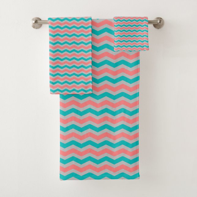 Corail et Turquoise Chevron (En situation)