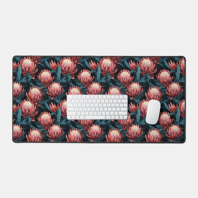 Corail foncé Gras Protea Floral (Clavier et souris)