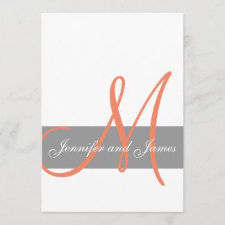 Corail gris Faire-part de mariage| Noms des monogr
