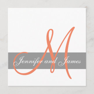 Corail gris Faire-part de mariage| Noms des monogr