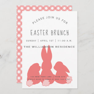 Corail mignon Bunnies Pâques   Brunch Invitation