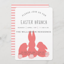 Corail mignon Bunnies Pâques | Brunch Invitation