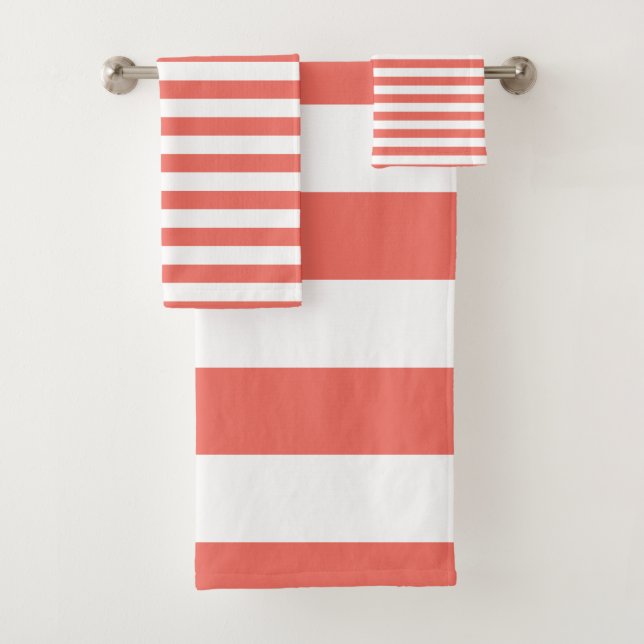 Corail moderne et motif rayé blanc (En situation)