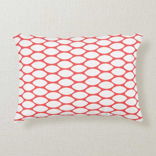 Corail moderne rouge blanc Motif  Accent Coussin (Devant)