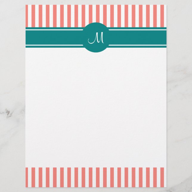 Corail monogramme rose et blanc rayures avec Turqu (Devant)