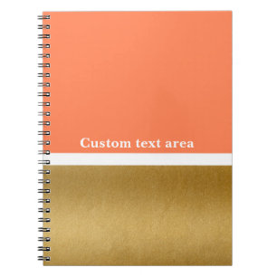 Corail & Or & Blanc Carnet de notes Moderne Glamou