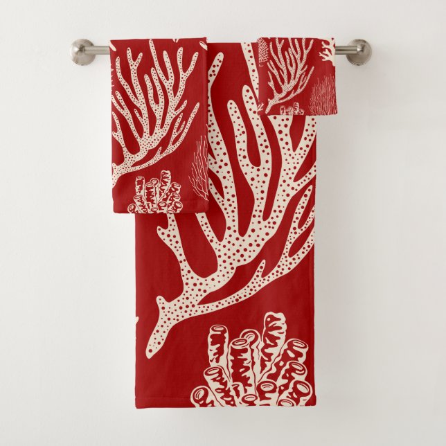 Corail récif dans la serviette de bain rouge (En situation)