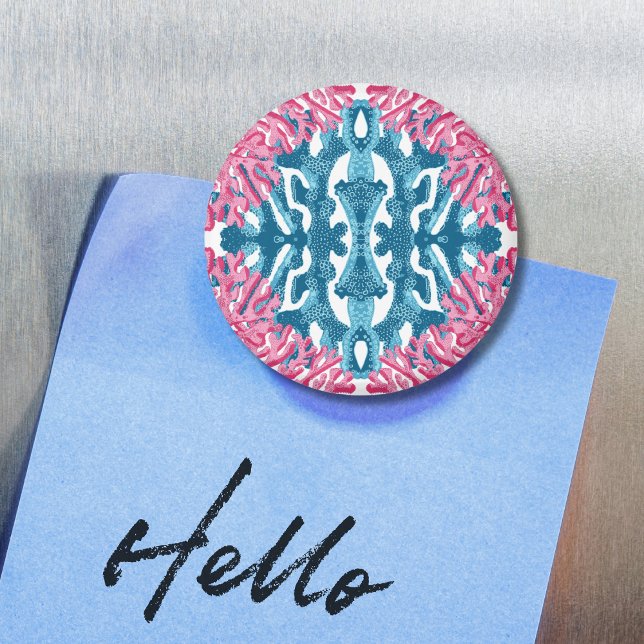 Corail Rococo rose et aqua Option 2 Magnet (Créateur téléchargé)