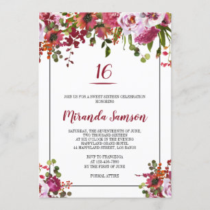 Corail rose pâle Floral Invitation Anniversaire