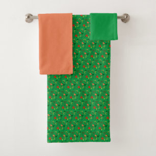 Corail rouge vert Motif mini fleur sauvage