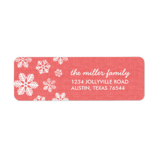 Corail rustique Snowflakes Étiquette de adresse