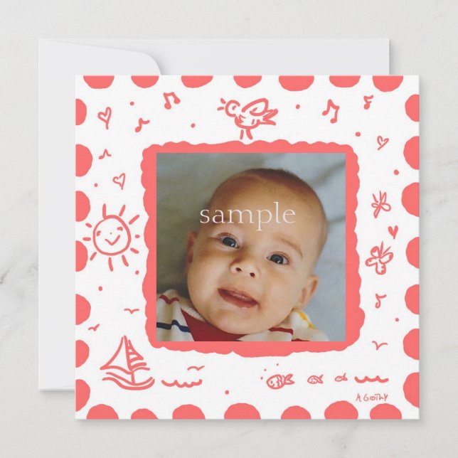 Corail Songbird Faire-part de naissance (Devant)