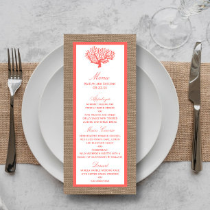 Corail Sur Burlap Boho Beach Wedding Menu