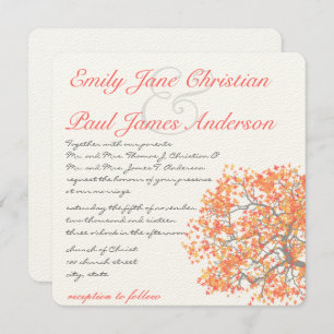 Corail Tree Gris Trunk FramboiseMariage Invitation