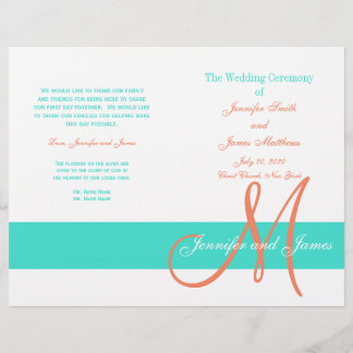 Corail Turquoise Programme de mariage moderne