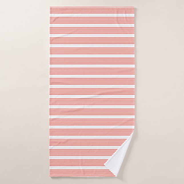 Corail vivant et blanc cinq bandes motif (Serviette de bain)