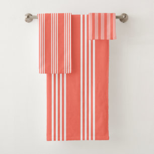 Corail vivant et blanc quatre bandes motif