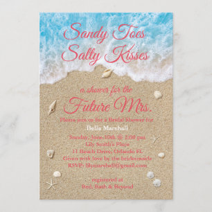Coral Beach Waves Bridal Shower Invitation