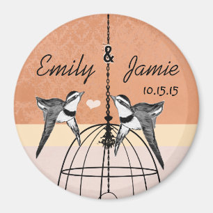 Coral Bird Cage Mariage Magnets ou Personnaliser