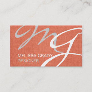 Coral Blanc Gris Monogramme Carte de visite modern