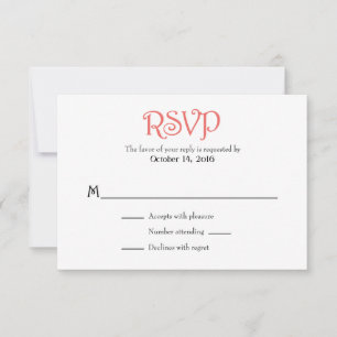 Coral Blanc Plaine Simple Mariage Cartes RSVP