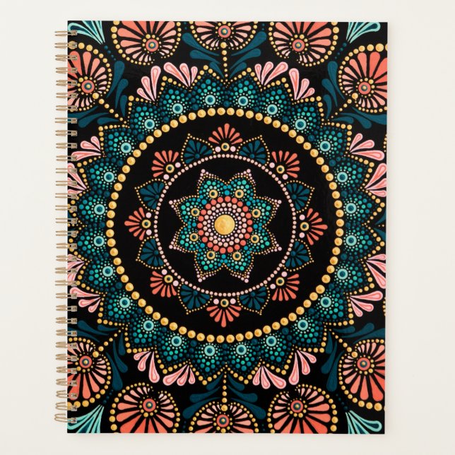 Coral bleu Mandala, Géométrie Sacrée Boho Ethnique (Devant)