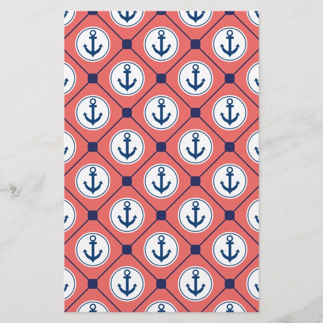 Coral Blue Ancre nautique Motif (Devant)
